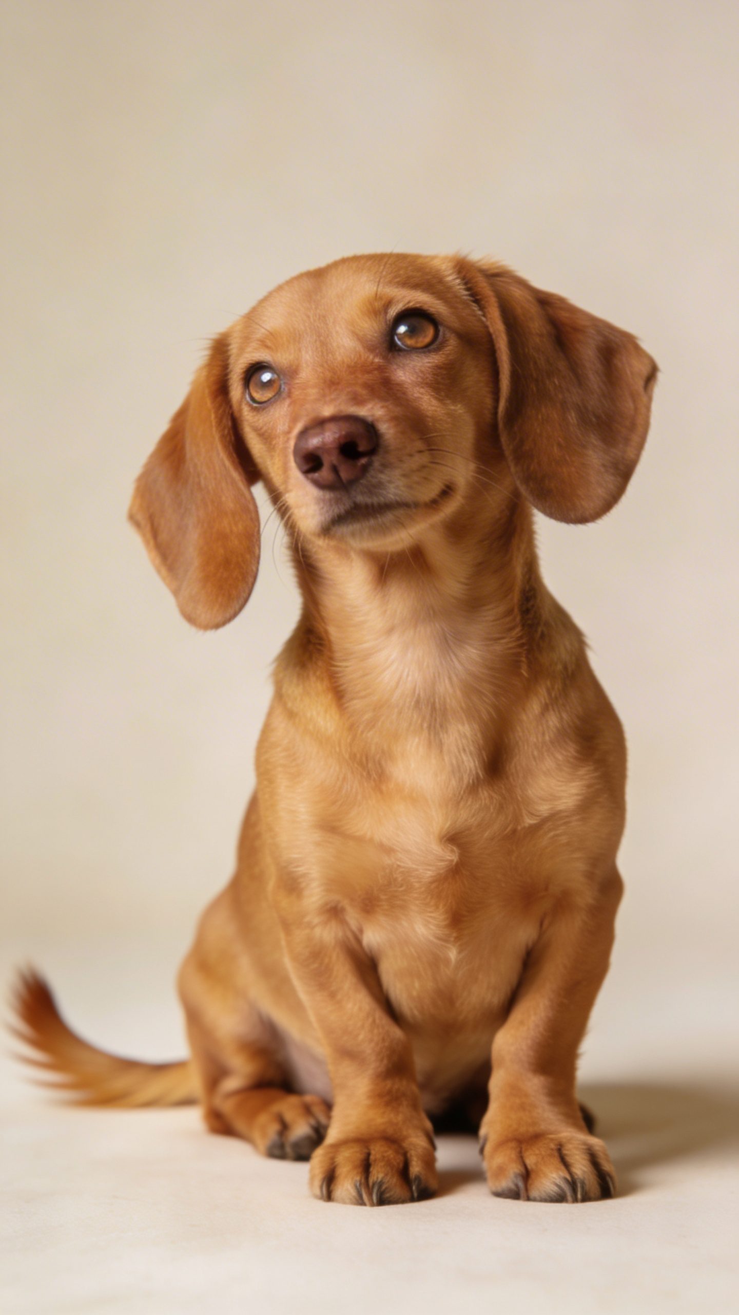 Dachshund puppy with floppy ears, professional studio portrait
