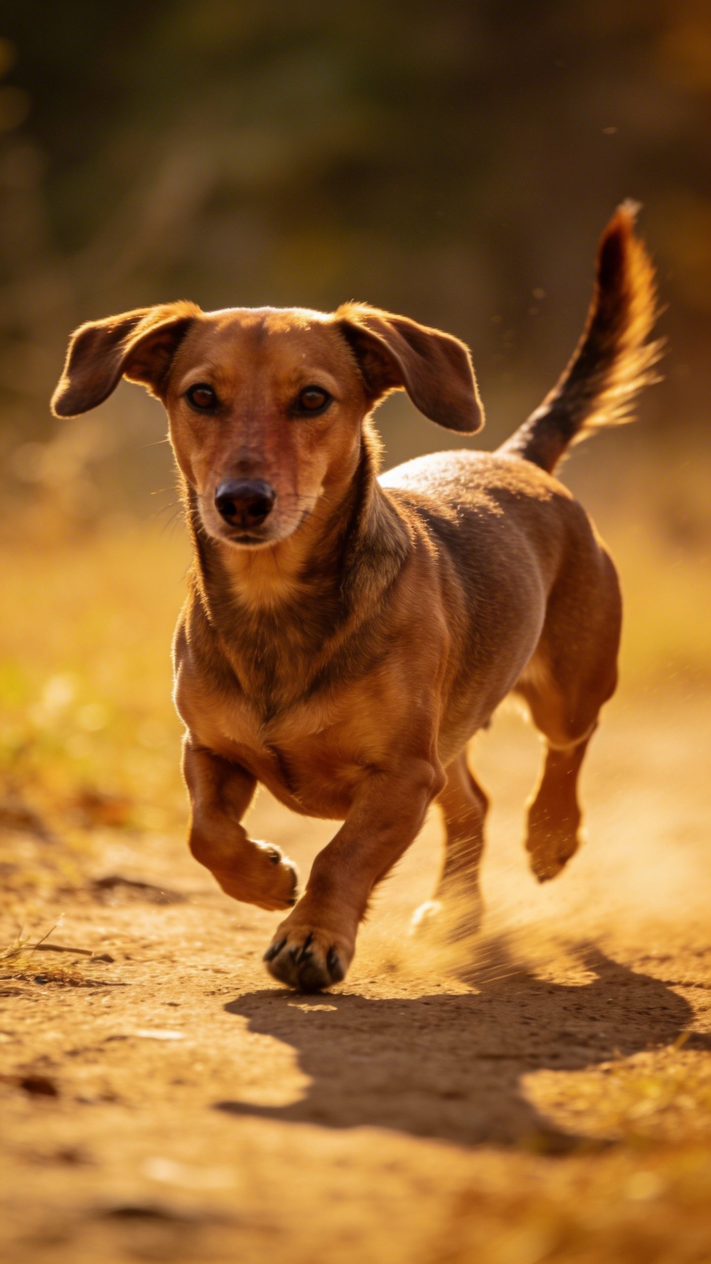 Long-bodied weenie dog walking, showing signature waddle
