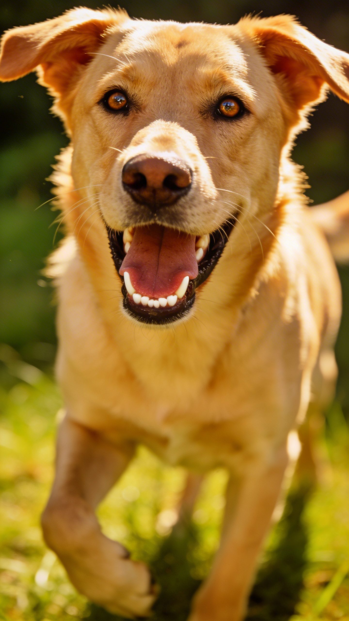 Happy labrador with open mouth showing clean teeth