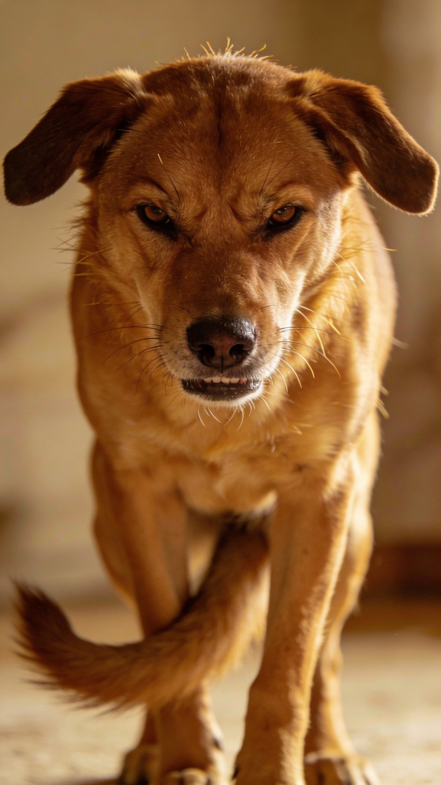 Anxious dog showing flattened ears and stressed body language