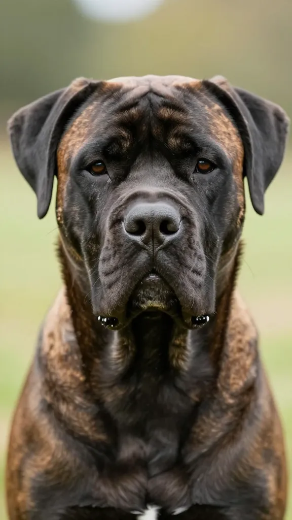 "Close-up: Cane Corso face, calm alertness, natural light"