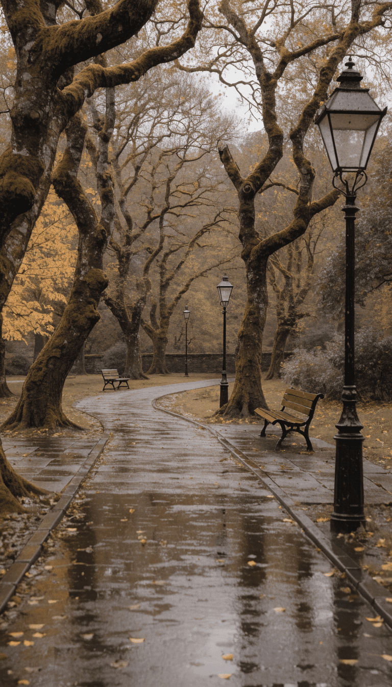 "two short walks setup: calm park path"