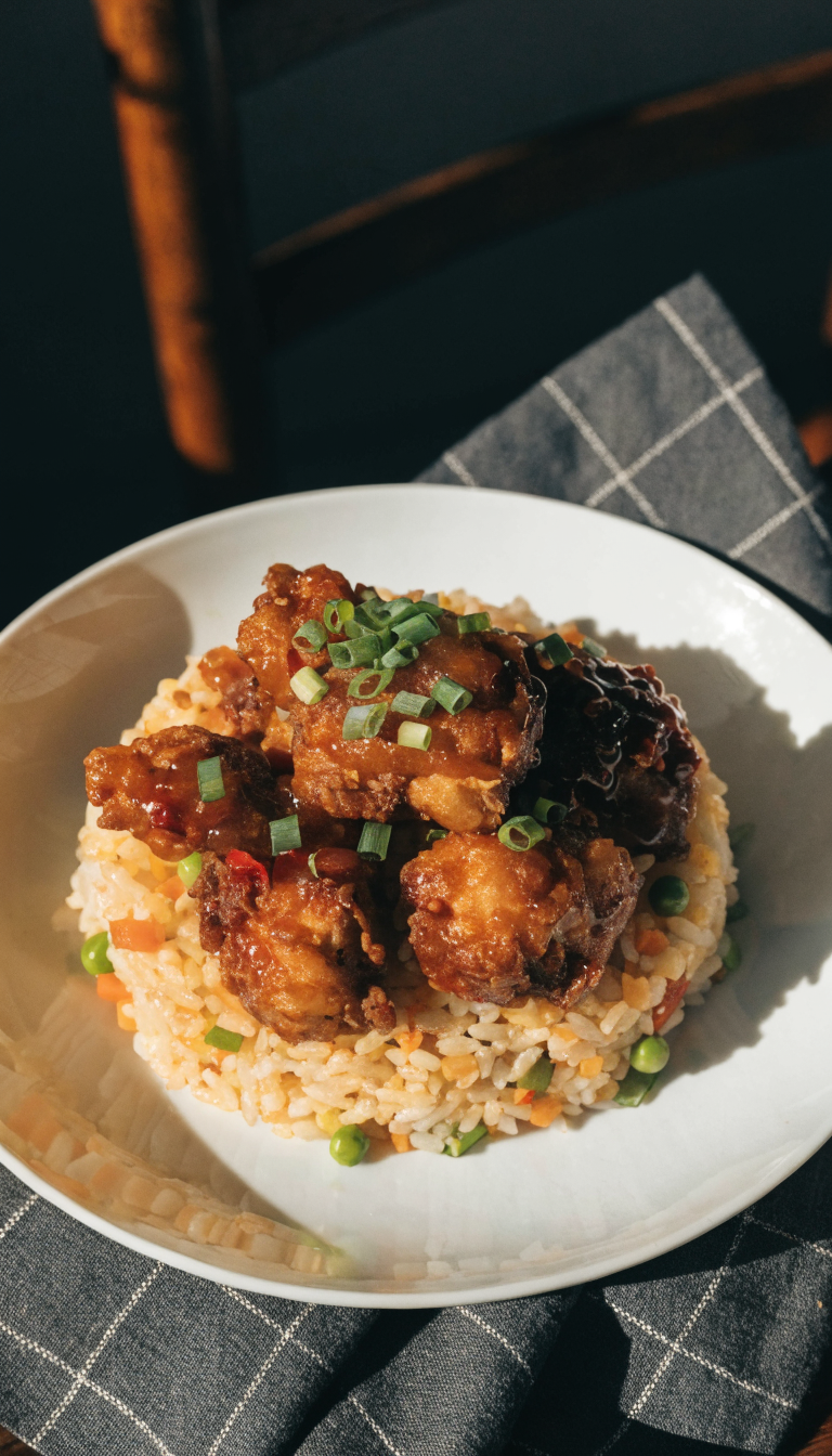 " plate of puppy-friendly chicken rice crunch"